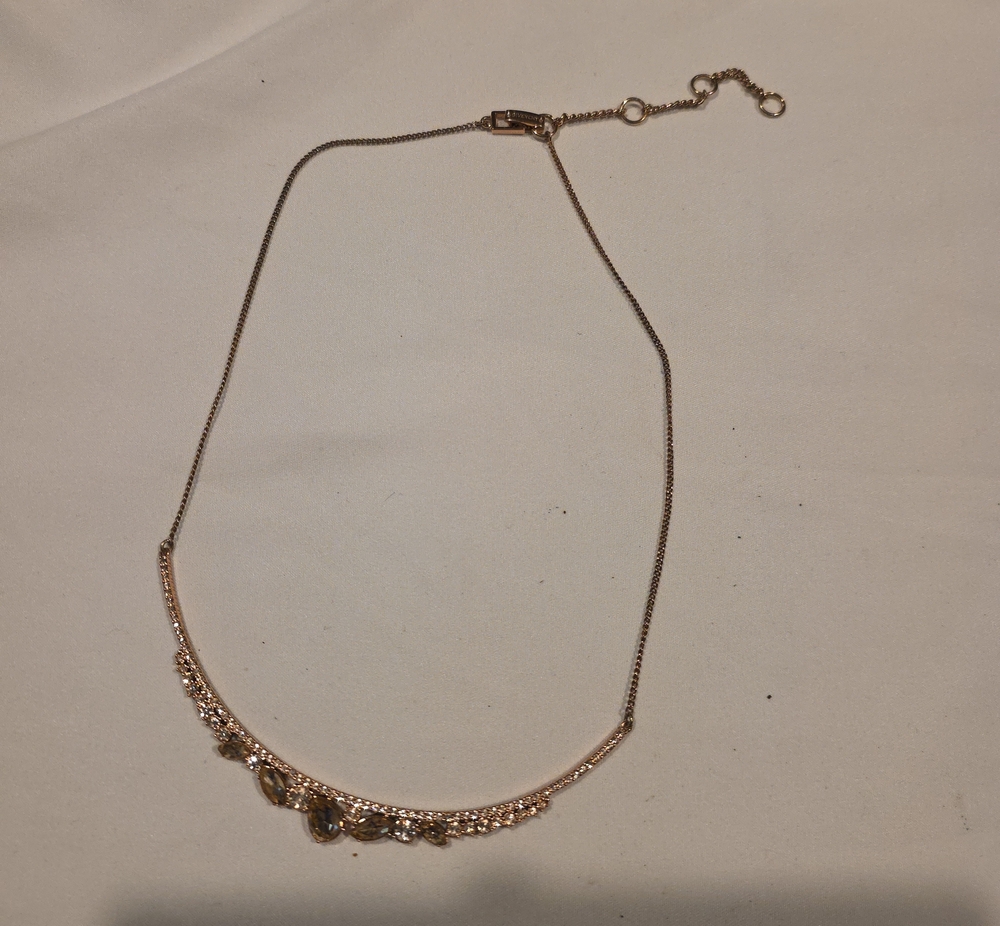 Givenchy Rose Gold Crystal Crescent Necklace